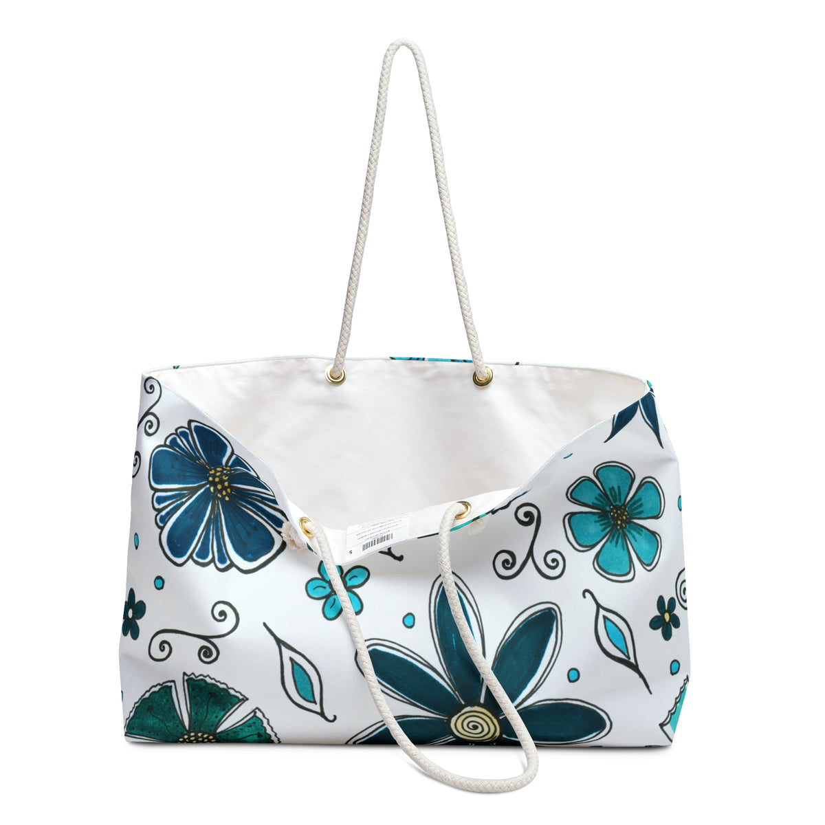 Blue Retro Flowers Weekender Bag