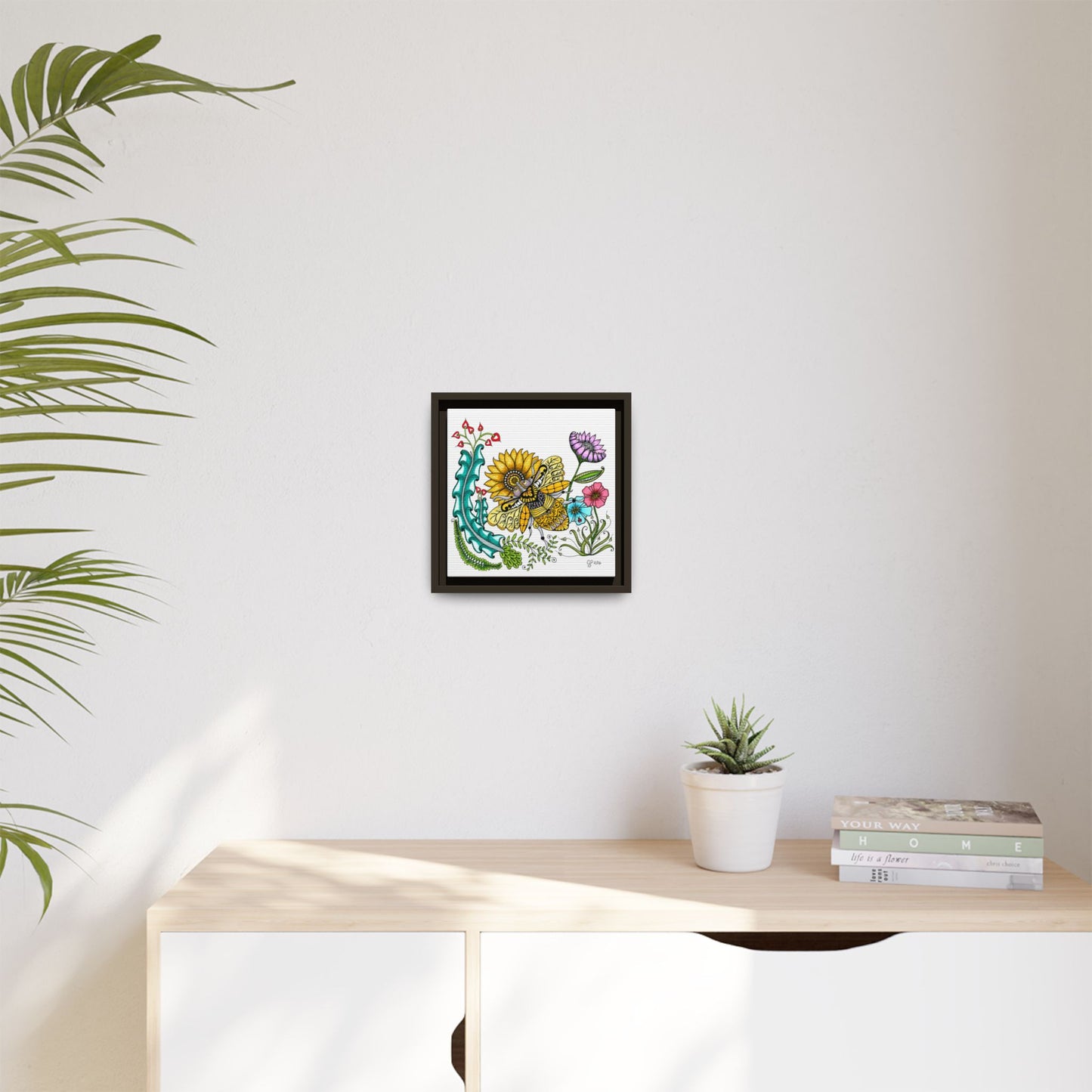 Boho Bumblebee Matte Canvas, Framed (Multi-color)