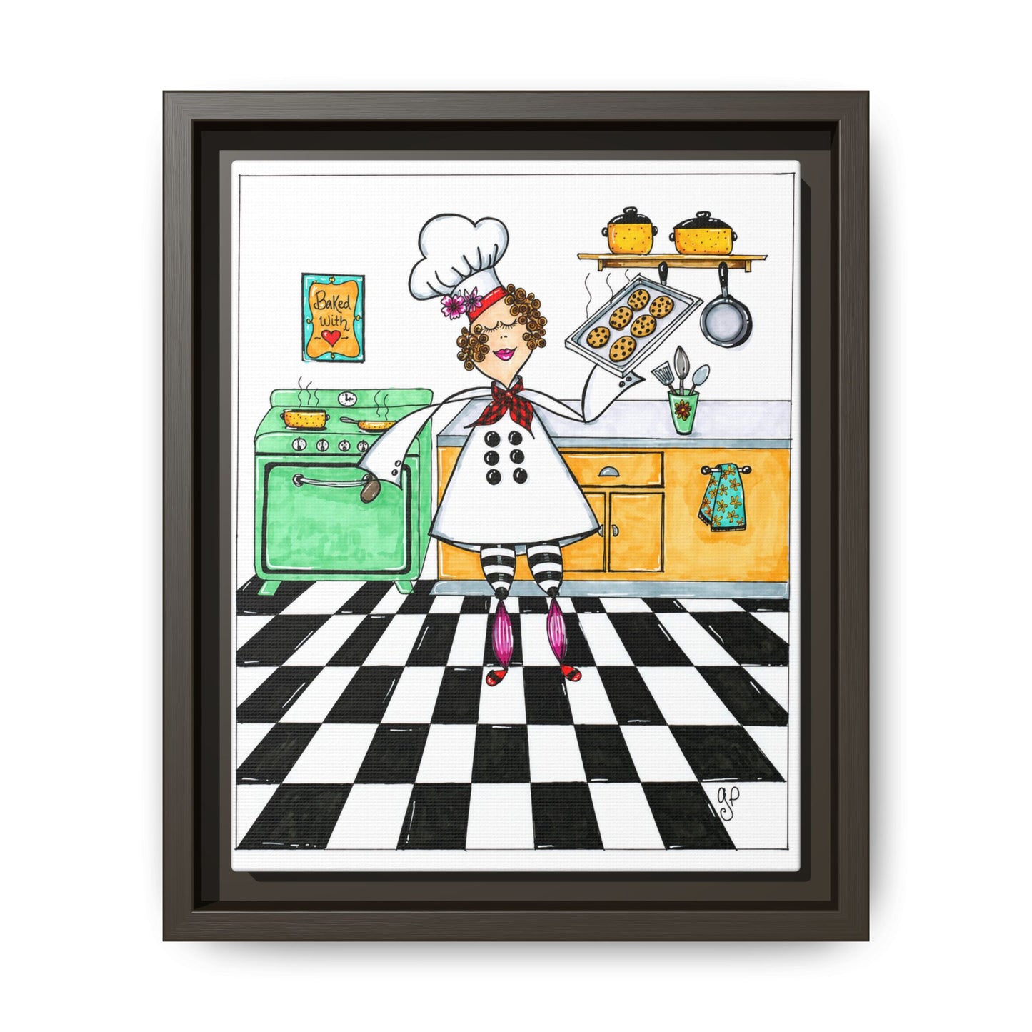 She Bakes! Matte Canvas, Framed (Multi-color)