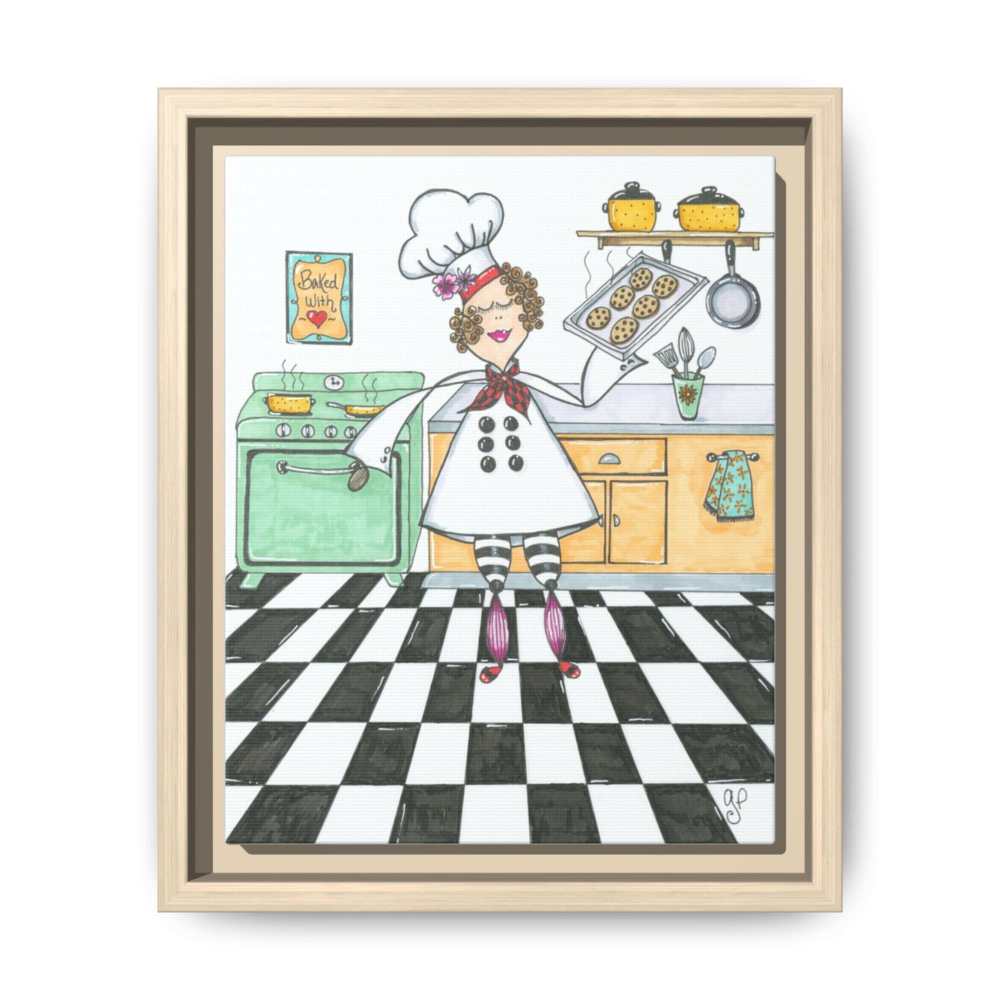 She Bakes! Matte Canvas, Framed (Multi-color)