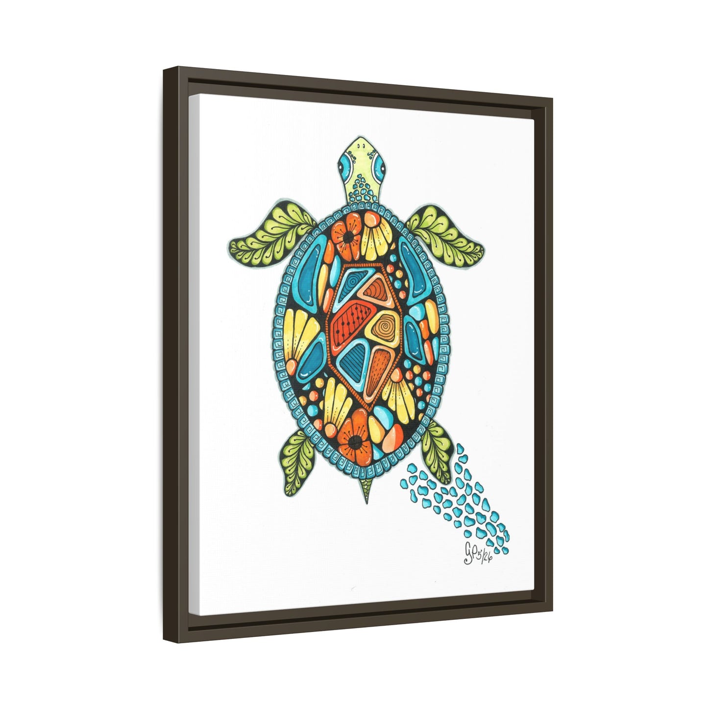Sea Turtle Matte Canvas, Framed (Multi-color)