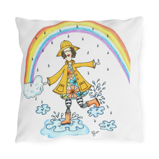 Dancing In The Rain Outdoor Pillow