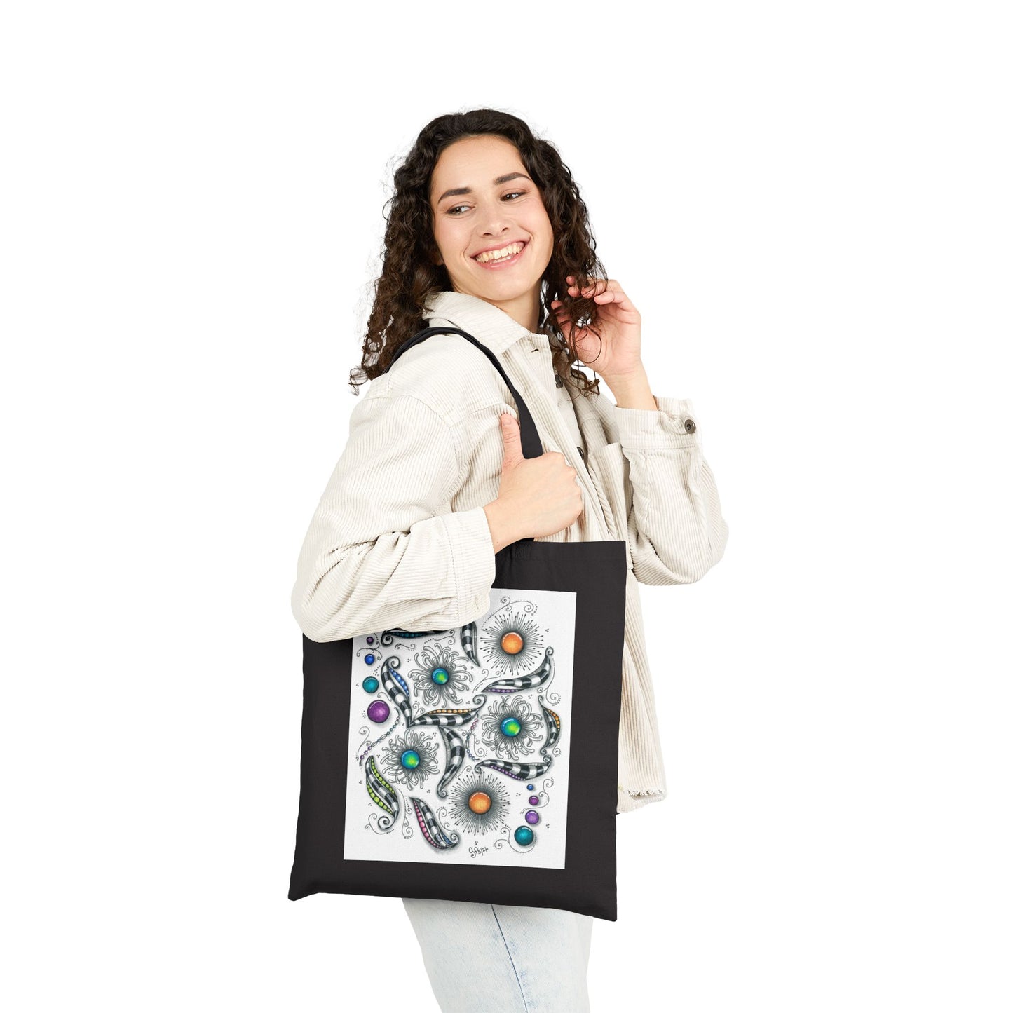 Zen Whimsy Cotton Canvas Tote Bag