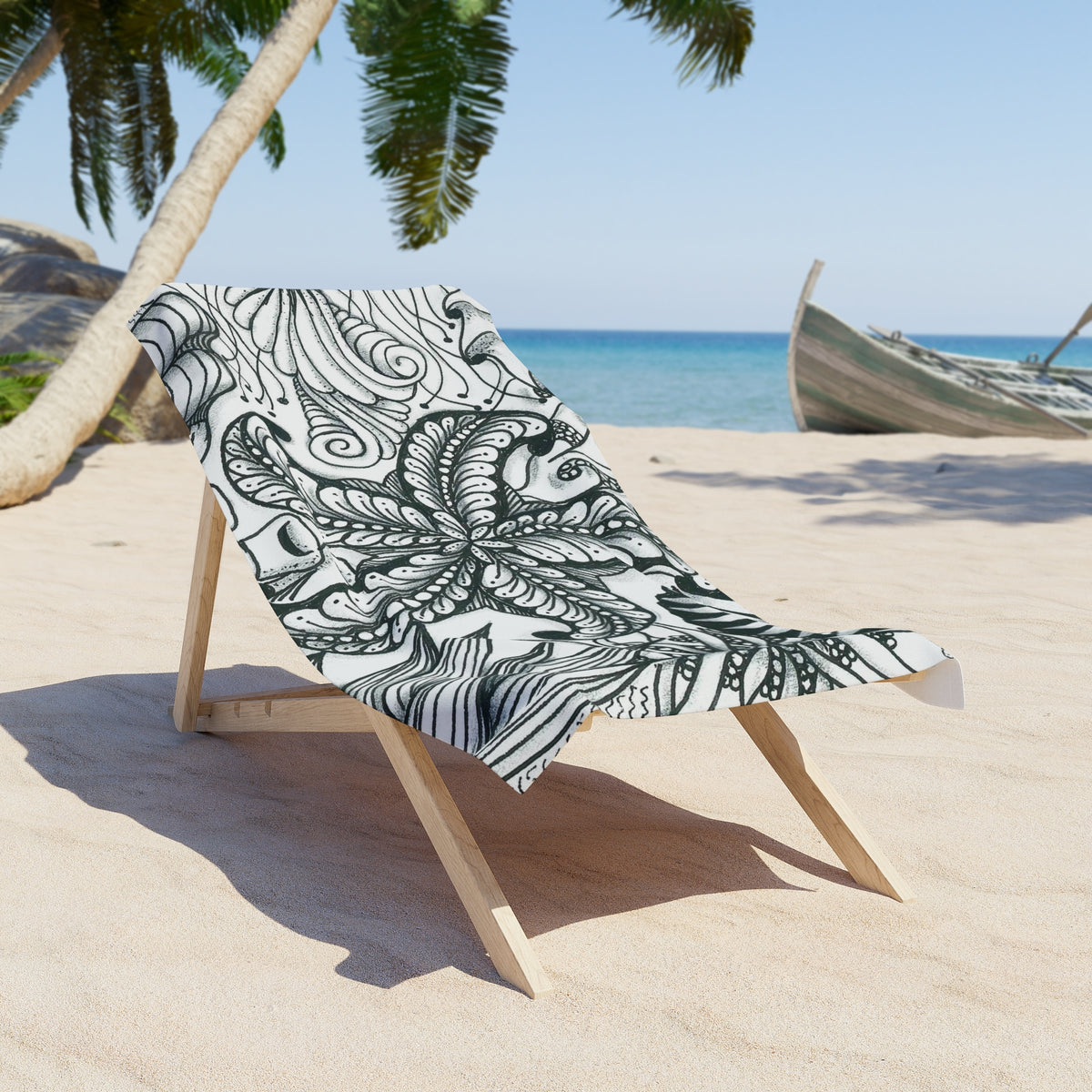 Sea Life Sketch Beach Towel