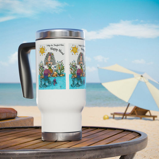 Mermaid Stainless Steel Travel Mug with Handle, 14oz