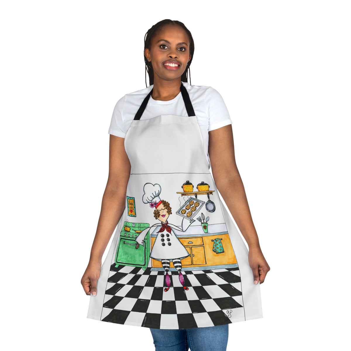 She Bakes! Apron, 5-Color Straps (AOP)