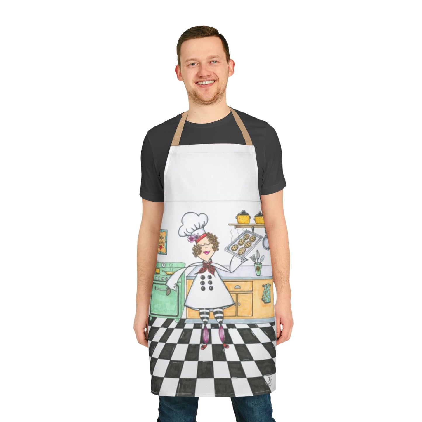 She Bakes! Apron, 5-Color Straps (AOP)