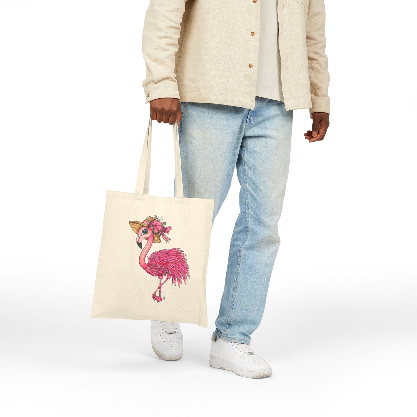 Flamingo Cotton Canvas Tote Bag