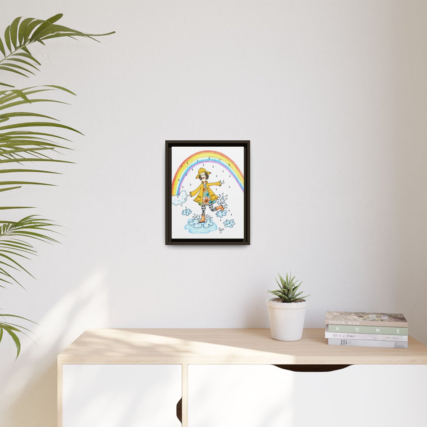 Dancing In The Rain Matte Canvas, Framed (Multi-color)