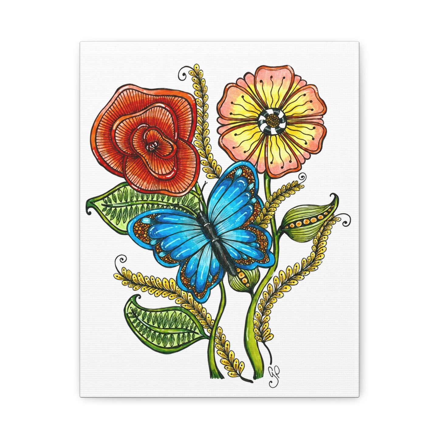 Blue Butterfly Matte Canvas, Stretched, 1.25"
