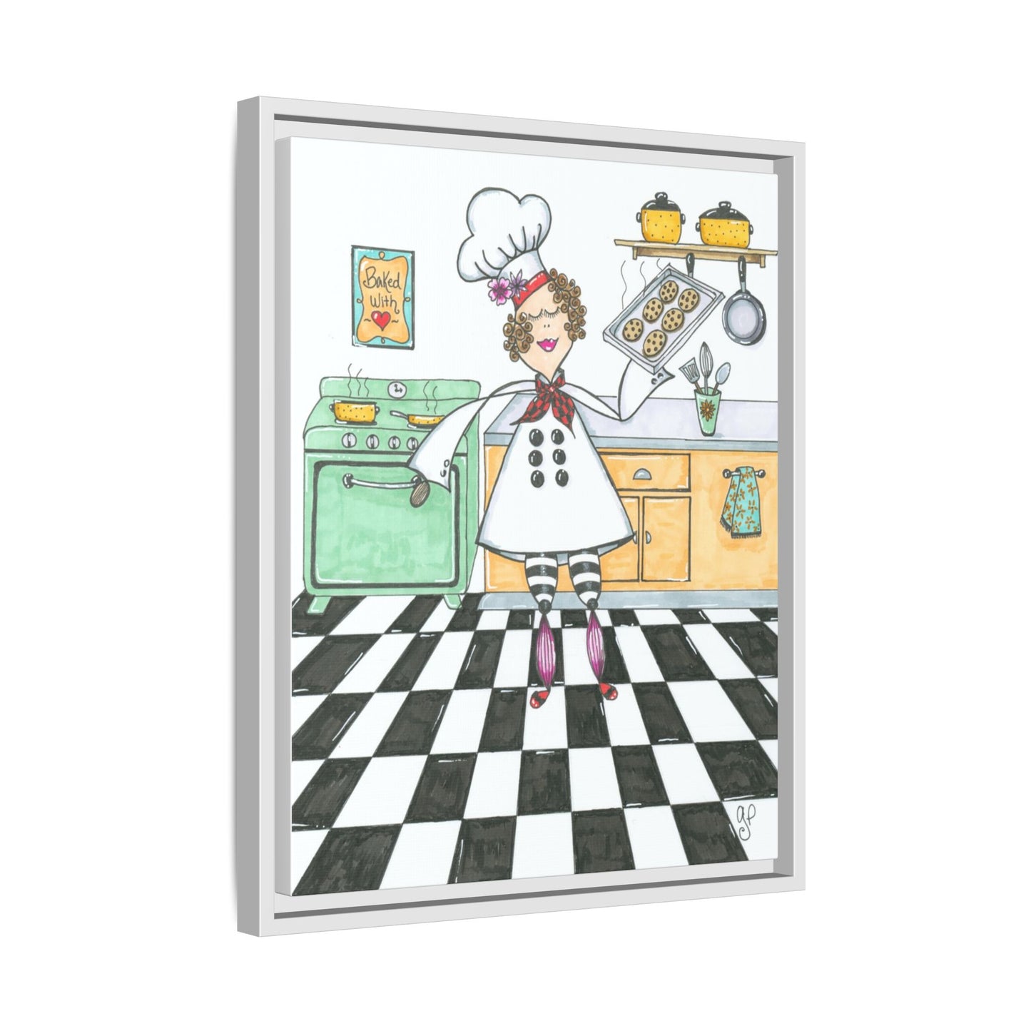 She Bakes! Matte Canvas, Framed (Multi-color)