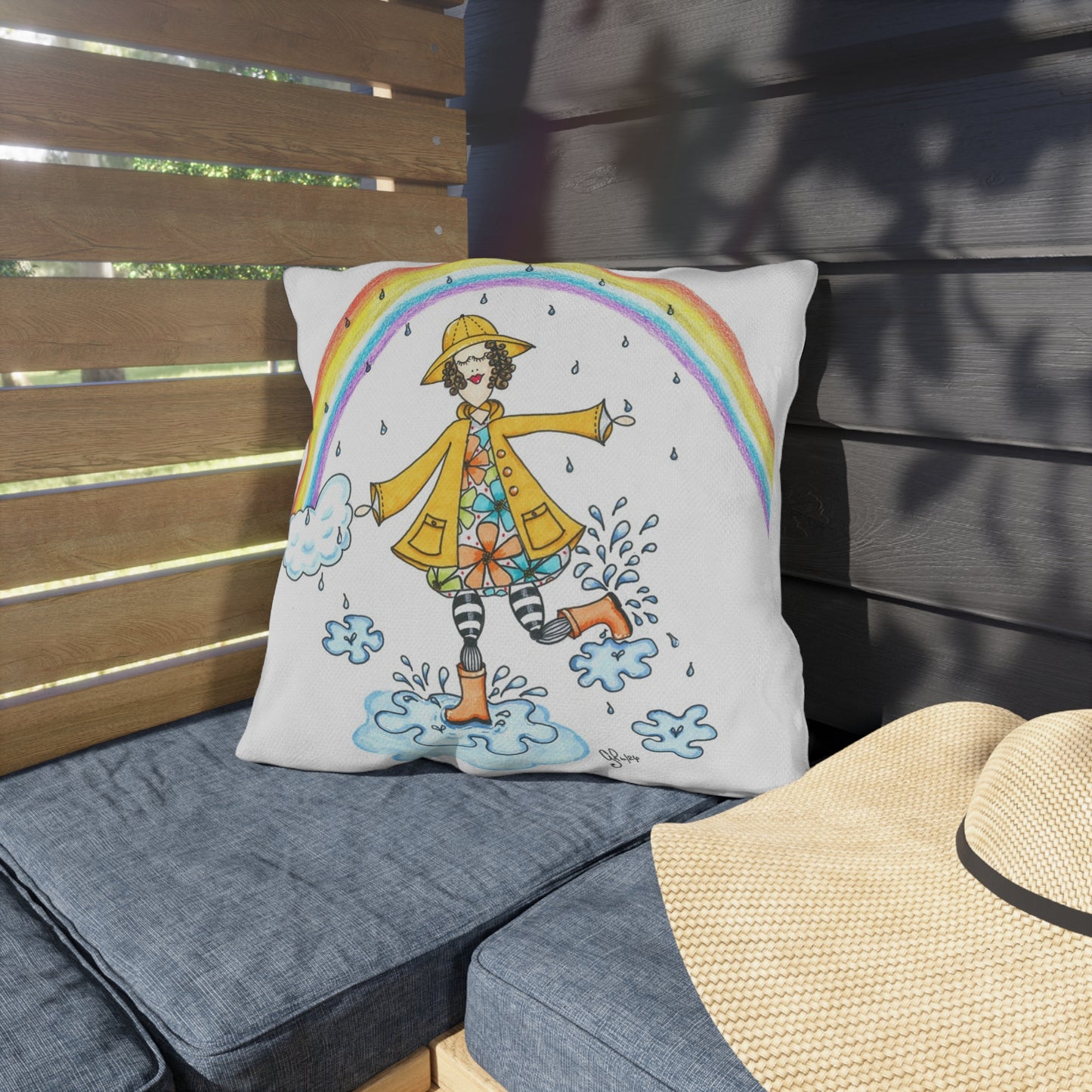 Dancing In The Rain Outdoor Pillow