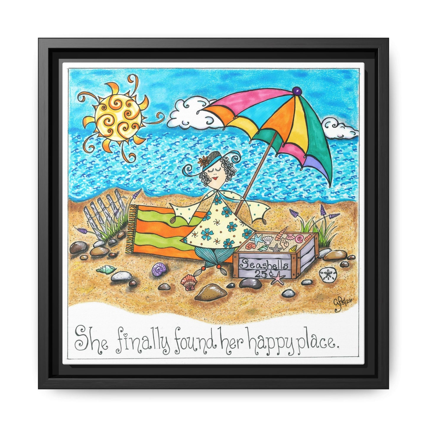 Her Happy Place Matte Canvas, Framed (Multi-color)