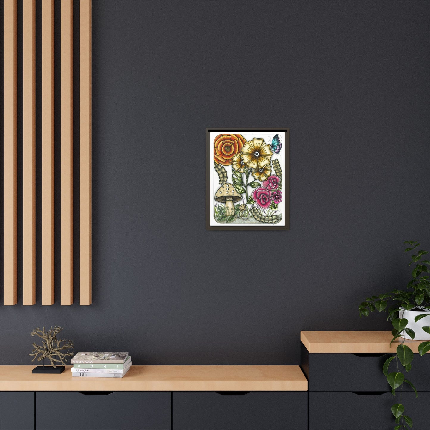 Wild Flowers Matte Canvas, Framed (Multi-color)