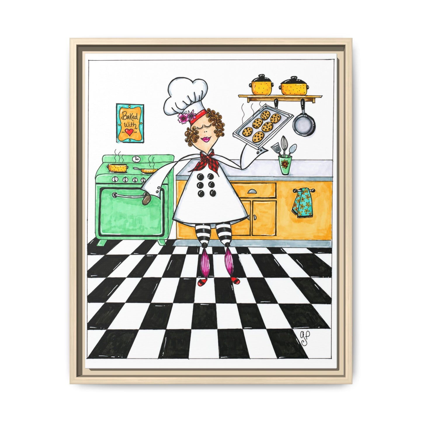 She Bakes! Matte Canvas, Framed (Multi-color)