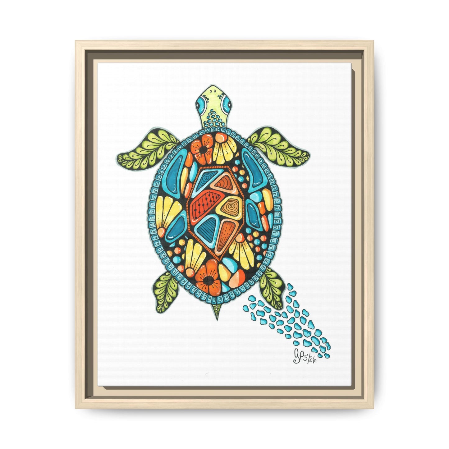 Sea Turtle Matte Canvas, Framed (Multi-color)