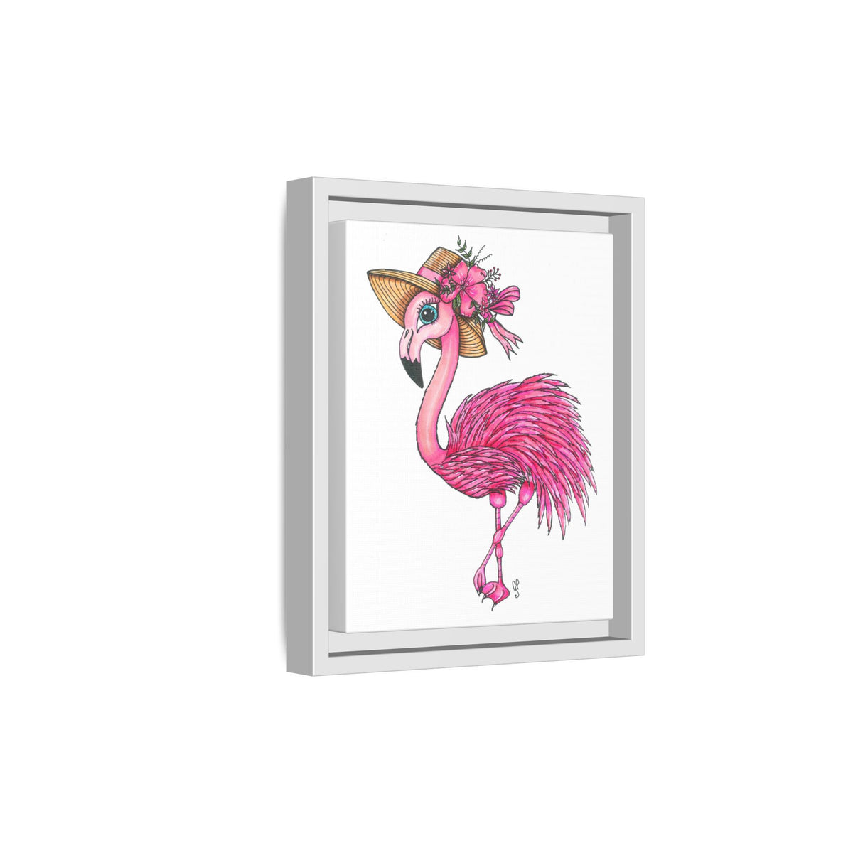 Francine The Flamingo Matte Canvas, Framed (Multi-color)