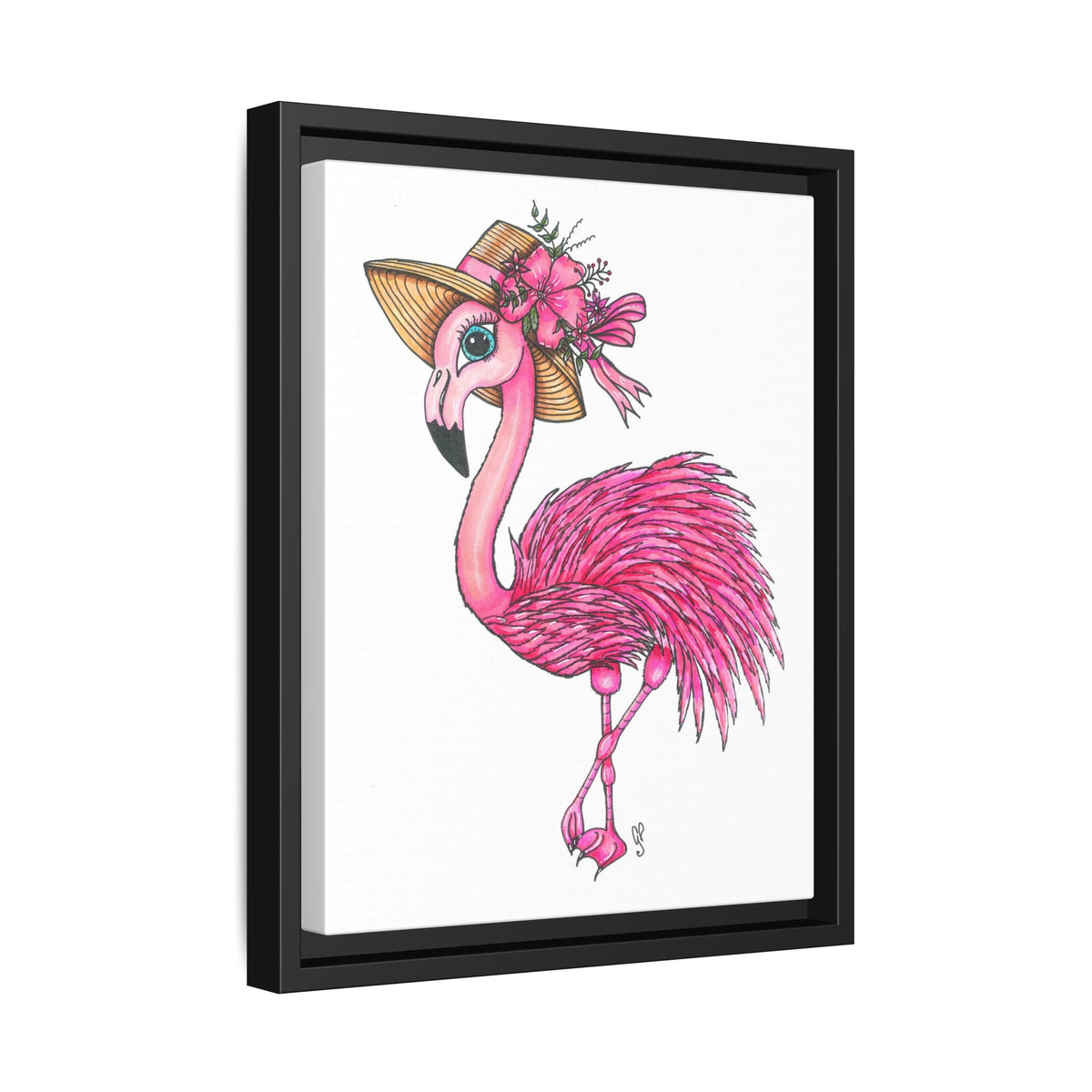 Francine The Flamingo Matte Canvas, Framed (Multi-color)