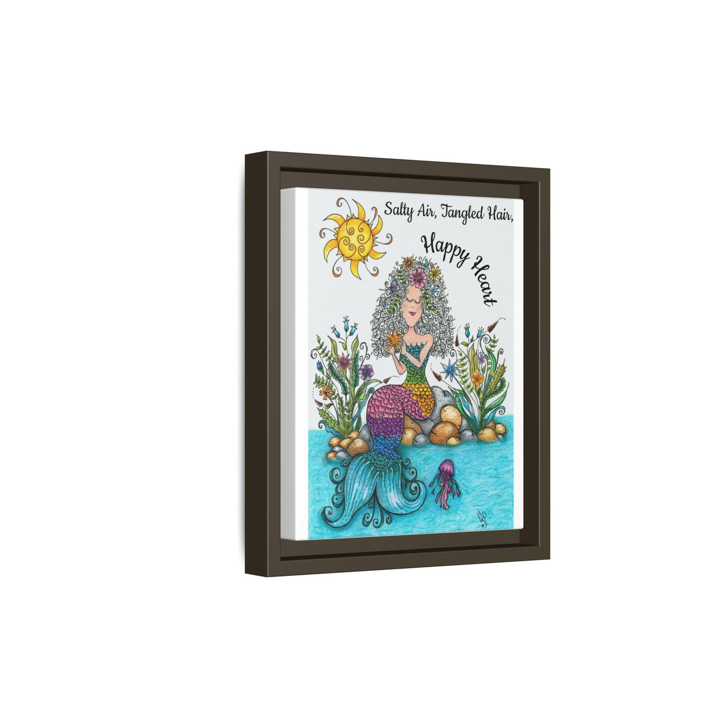 Mermaid Matte Canvas, Framed (Multi-color)