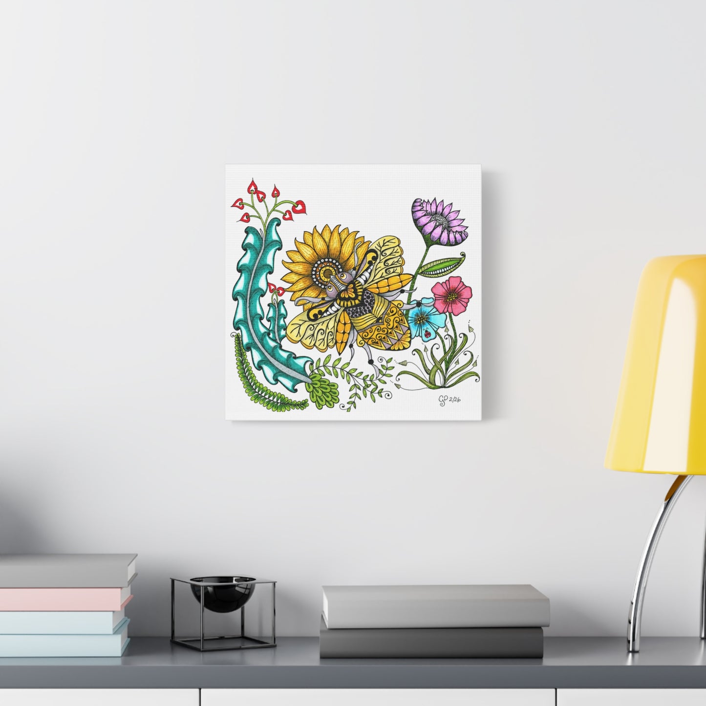 Boho Bumblebee Matte Canvas, Stretched, 1.25"