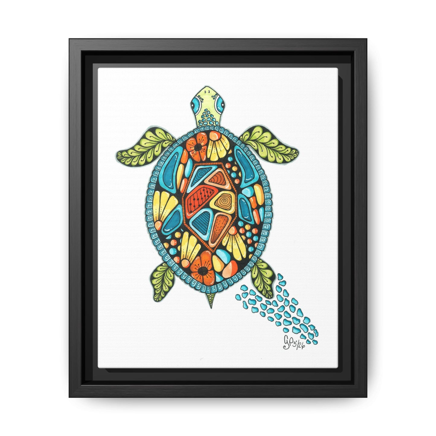 Sea Turtle Matte Canvas, Framed (Multi-color)