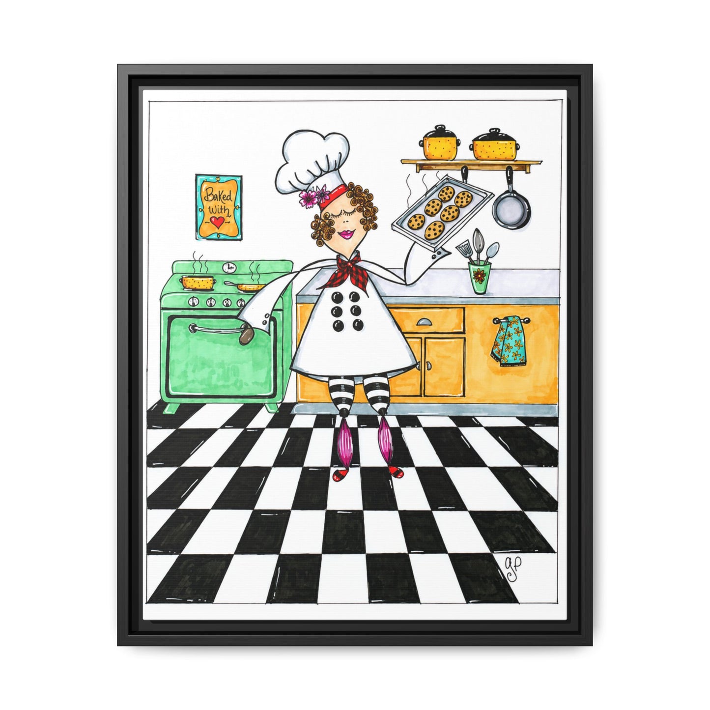 She Bakes! Matte Canvas, Framed (Multi-color)