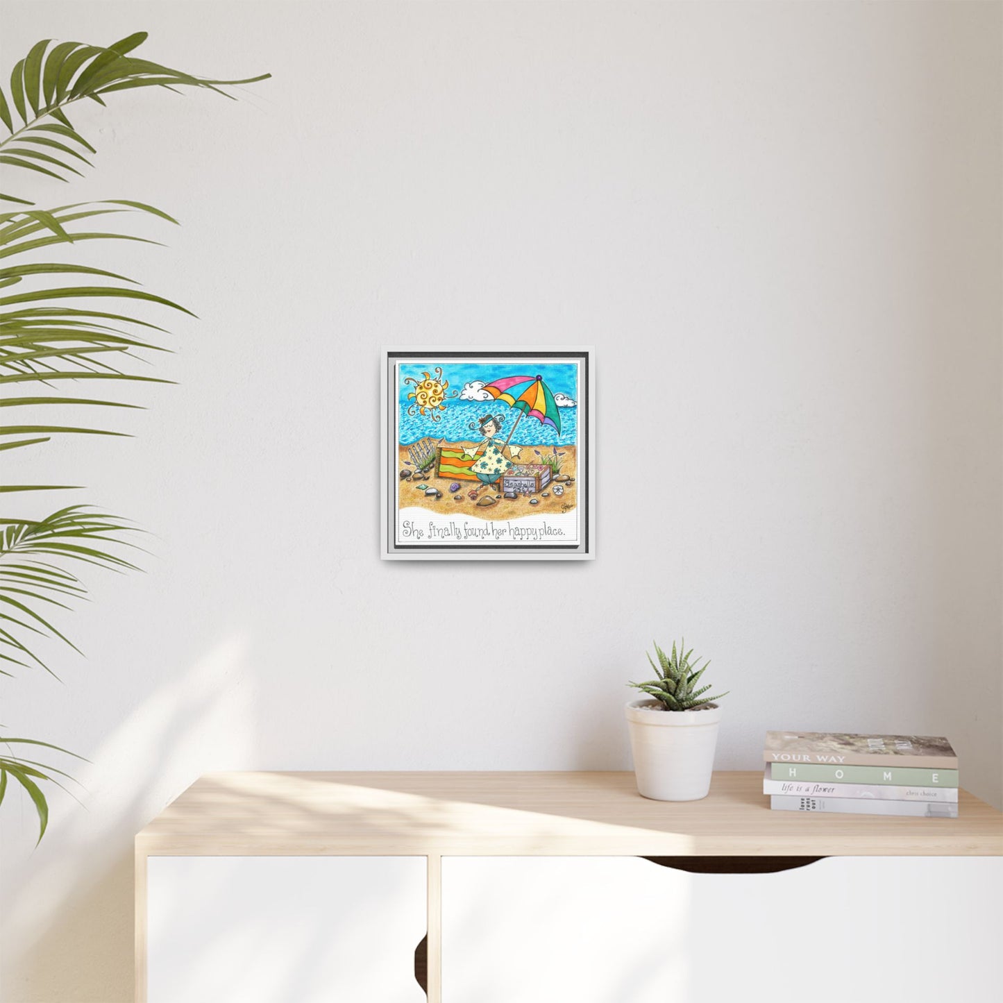 Her Happy Place Matte Canvas, Framed (Multi-color)