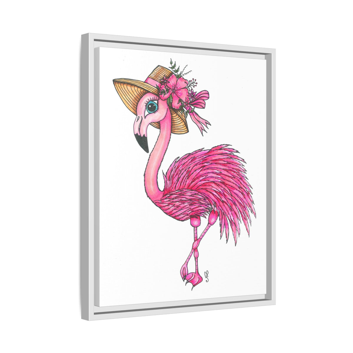 Francine The Flamingo Matte Canvas, Framed (Multi-color)