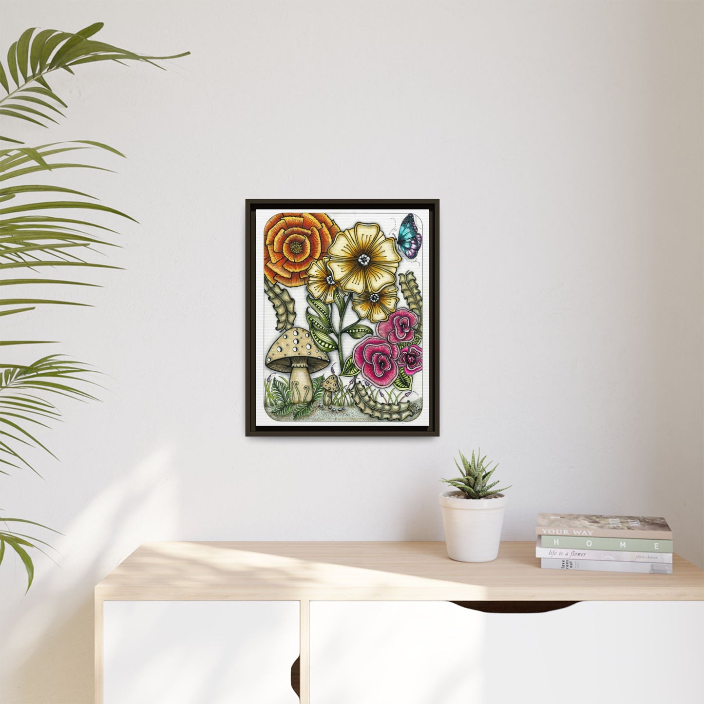 Wild Flowers Matte Canvas, Framed (Multi-color)