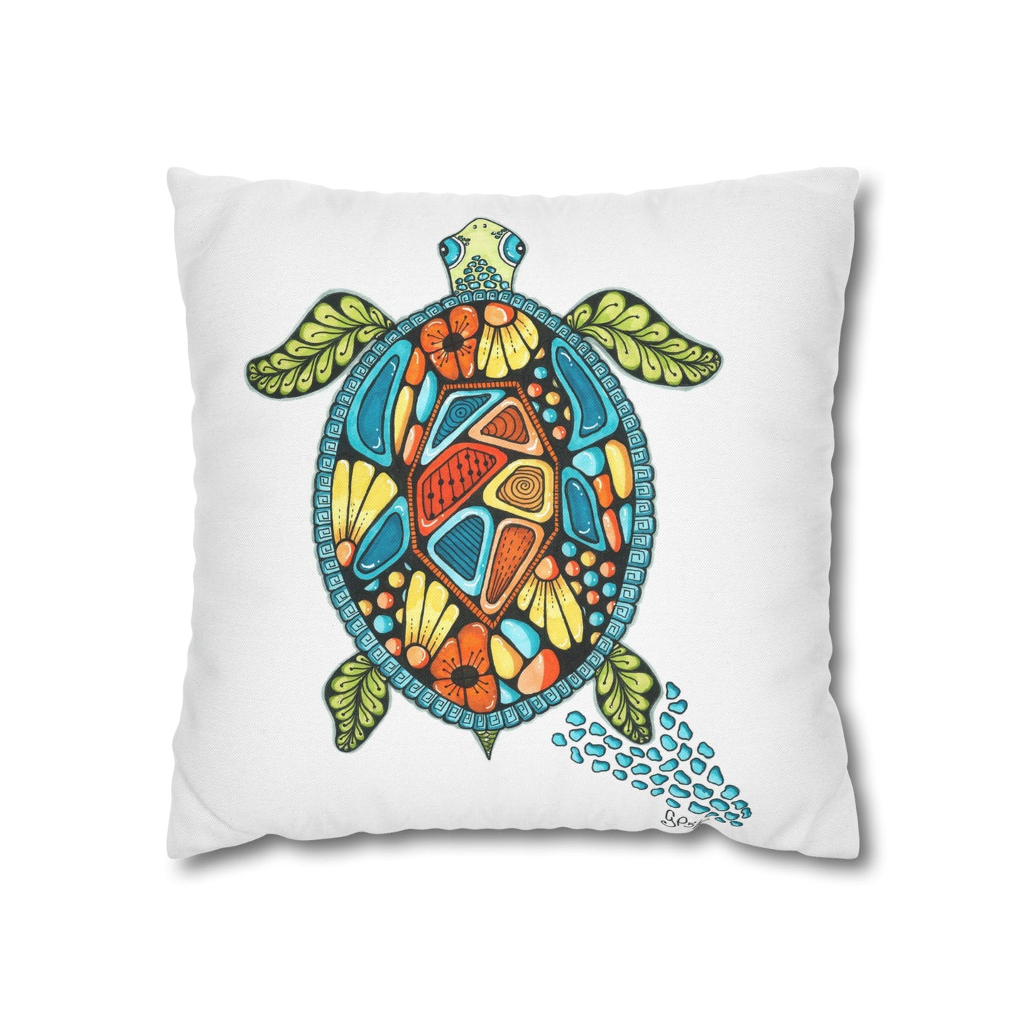 Sea Turtle Spun Polyester Square Pillowcase