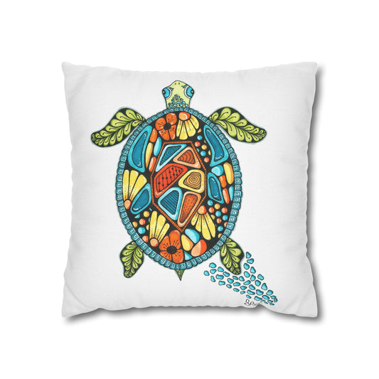 Sea Turtle Spun Polyester Square Pillowcase