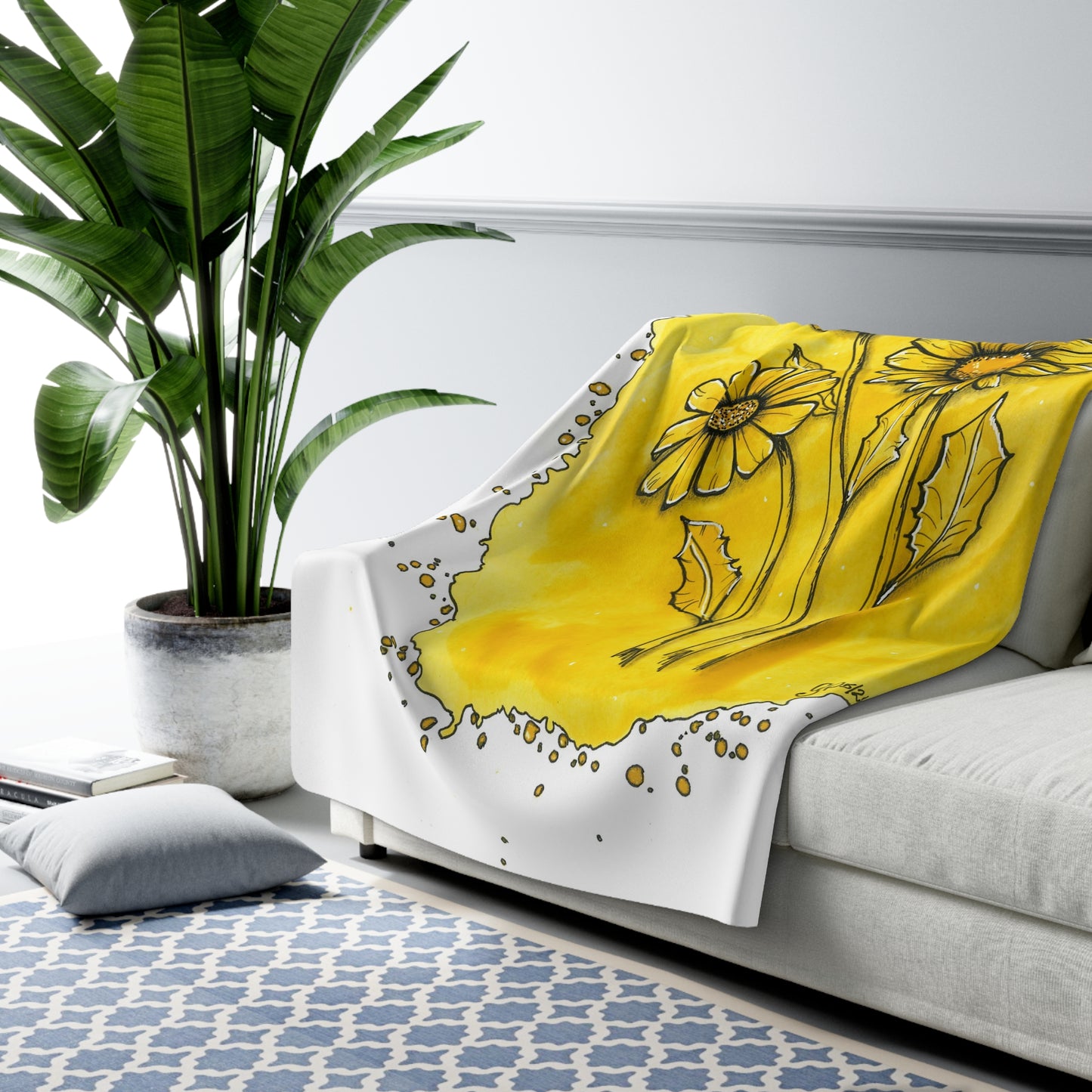 Daisy Trio Sherpa Fleece Blanket