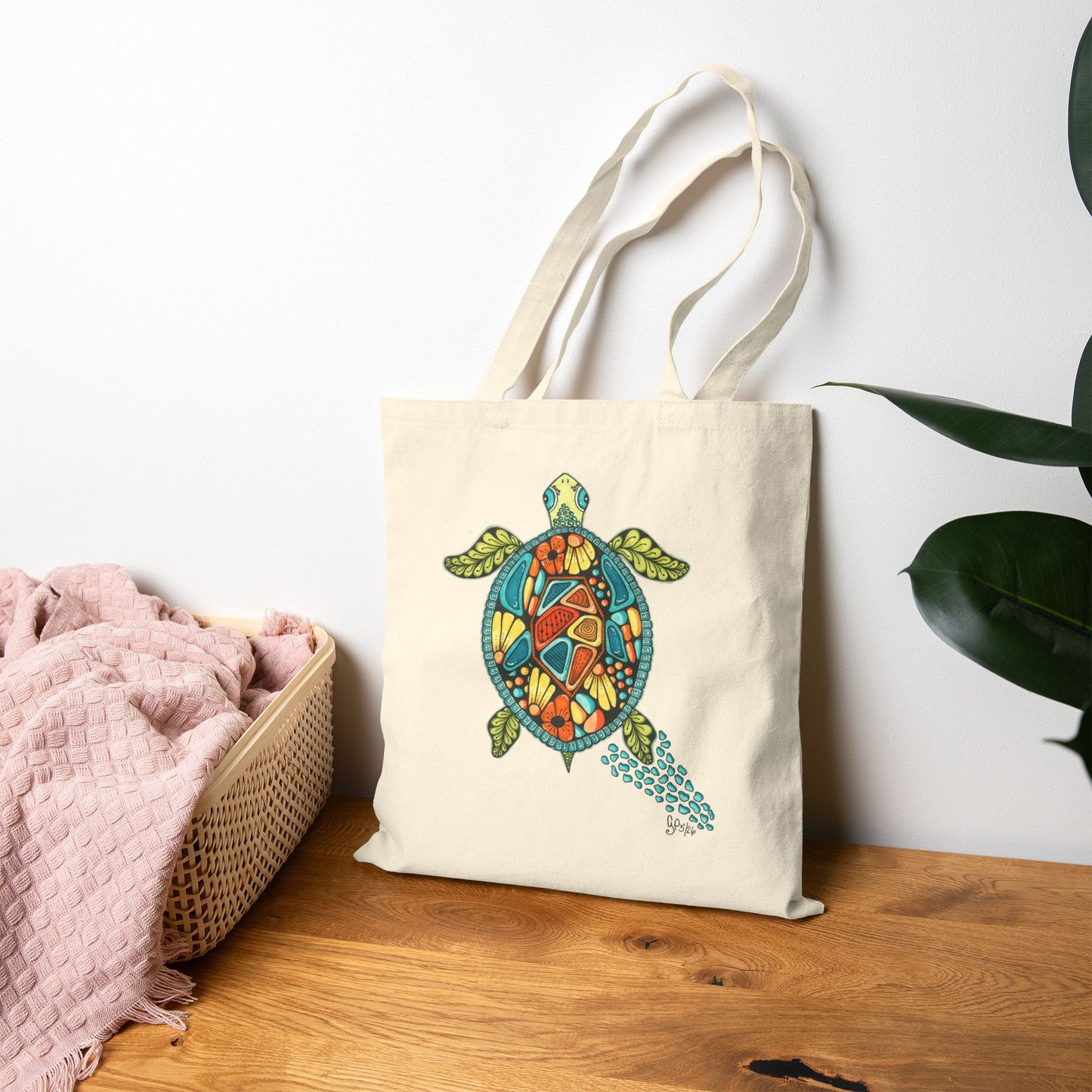 Sea Turtle Cotton Canvas Tote Bag