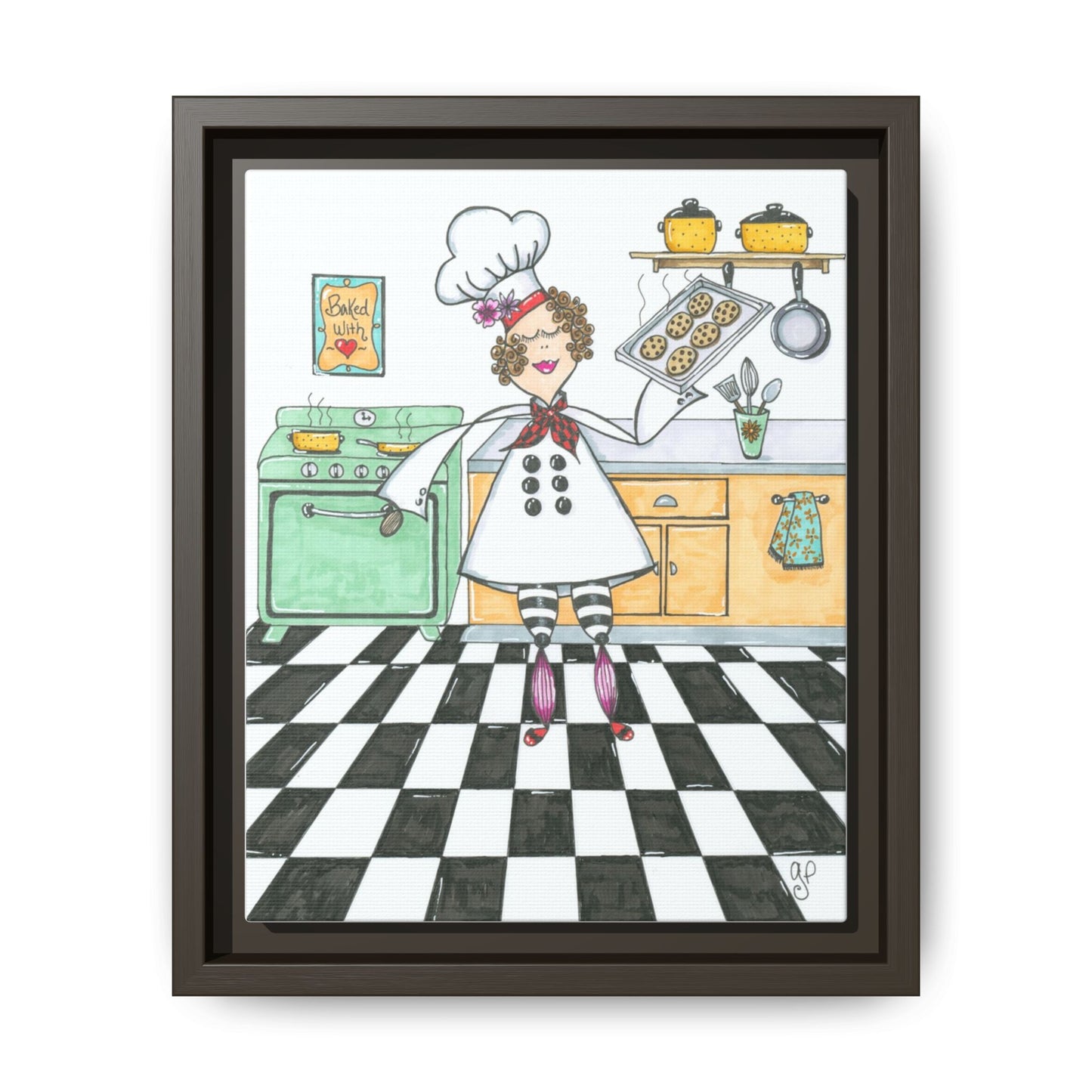 She Bakes! Matte Canvas, Framed (Multi-color)