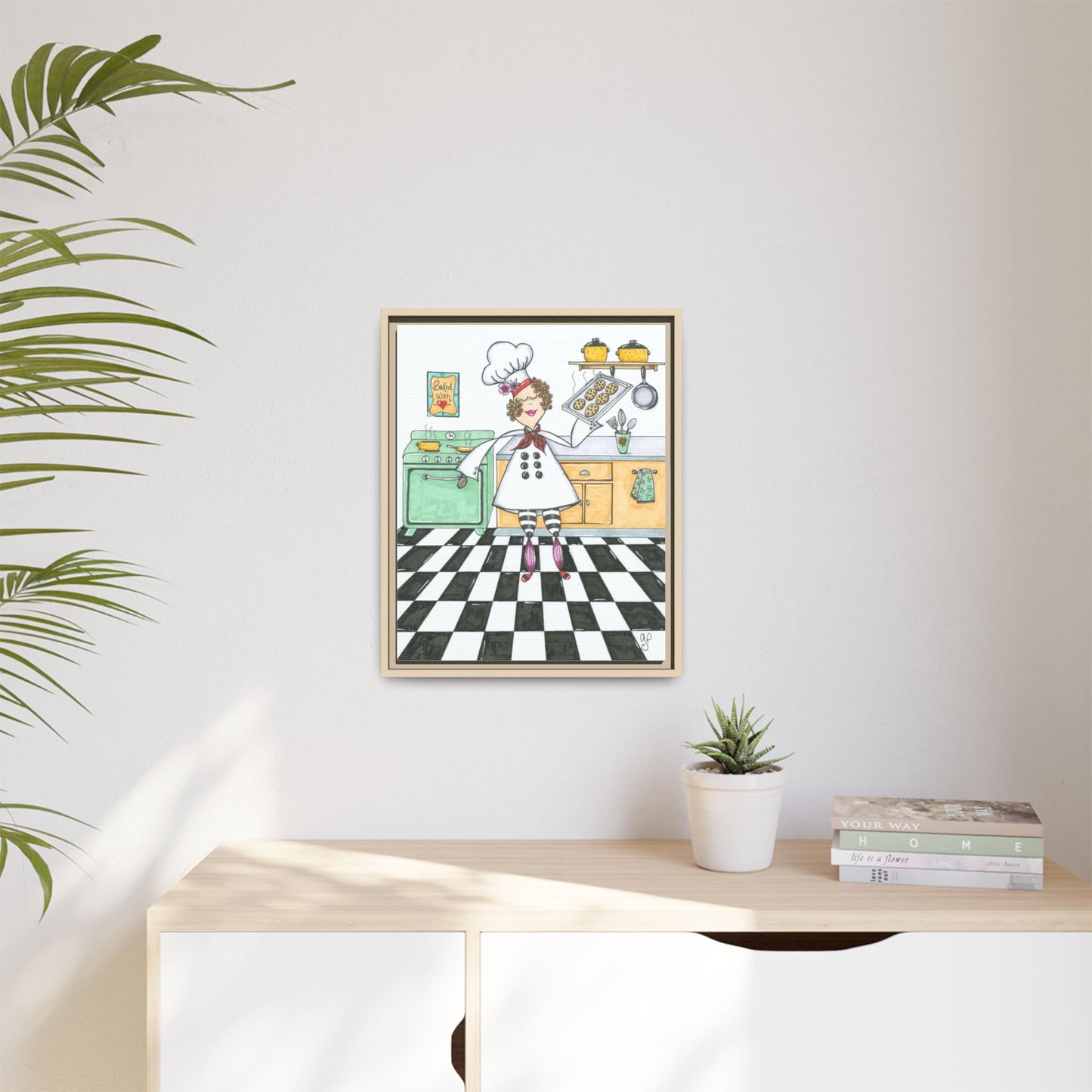 She Bakes! Matte Canvas, Framed (Multi-color)
