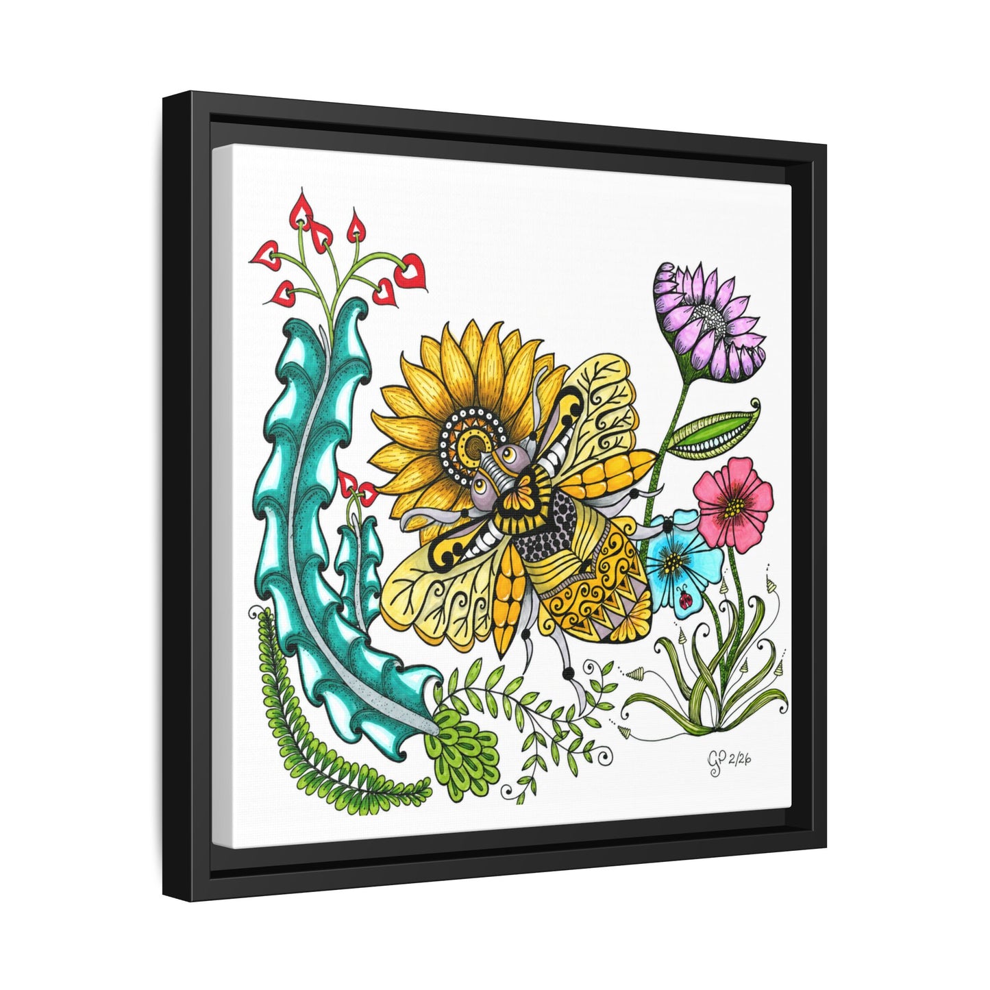 Boho Bumblebee Matte Canvas, Framed (Multi-color)