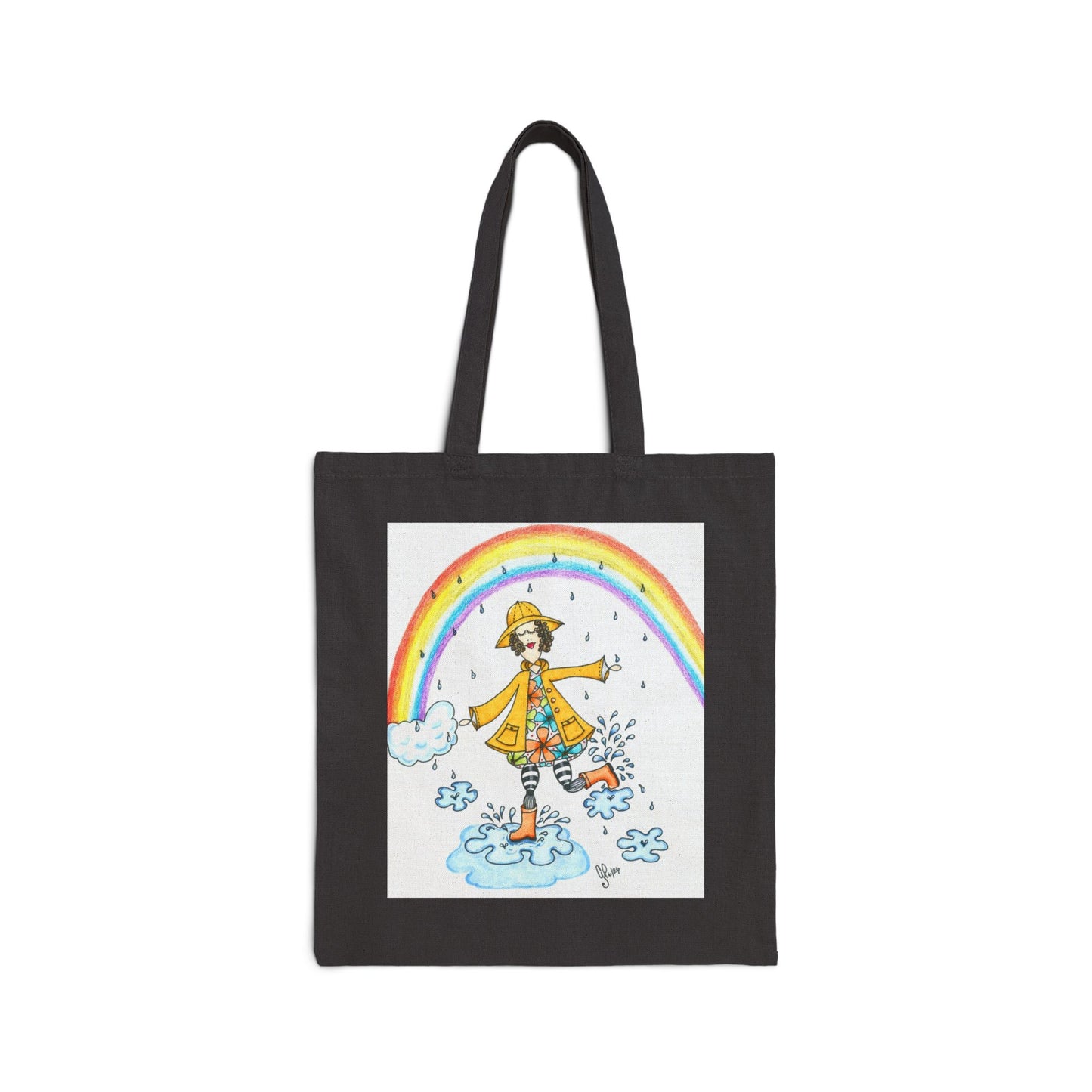 Dancing In The Rain Cotton Canvas Tote Bag
