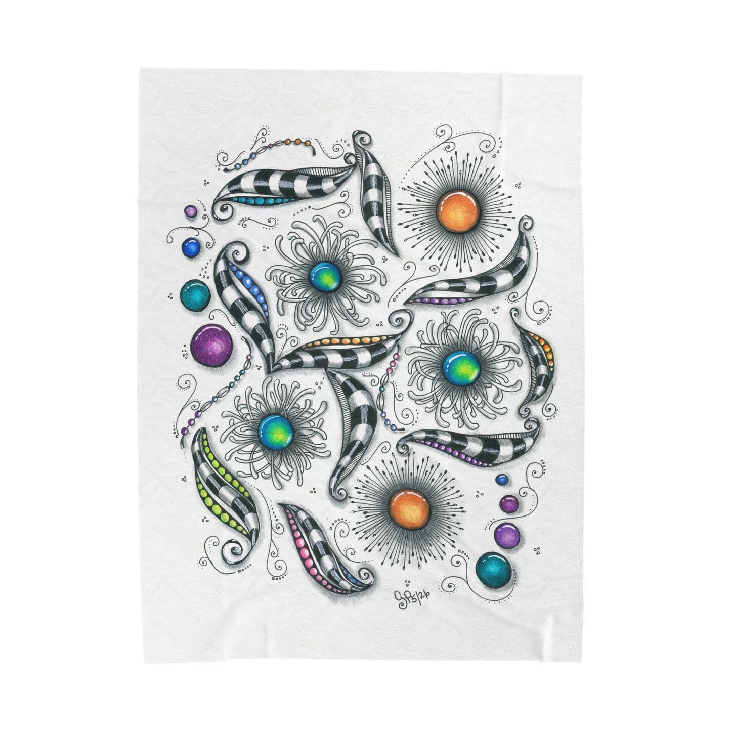 Zen Whimsy Velveteen Plush Blanket