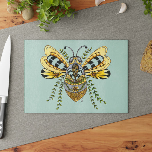 Queen Bee Glass Cutting Board