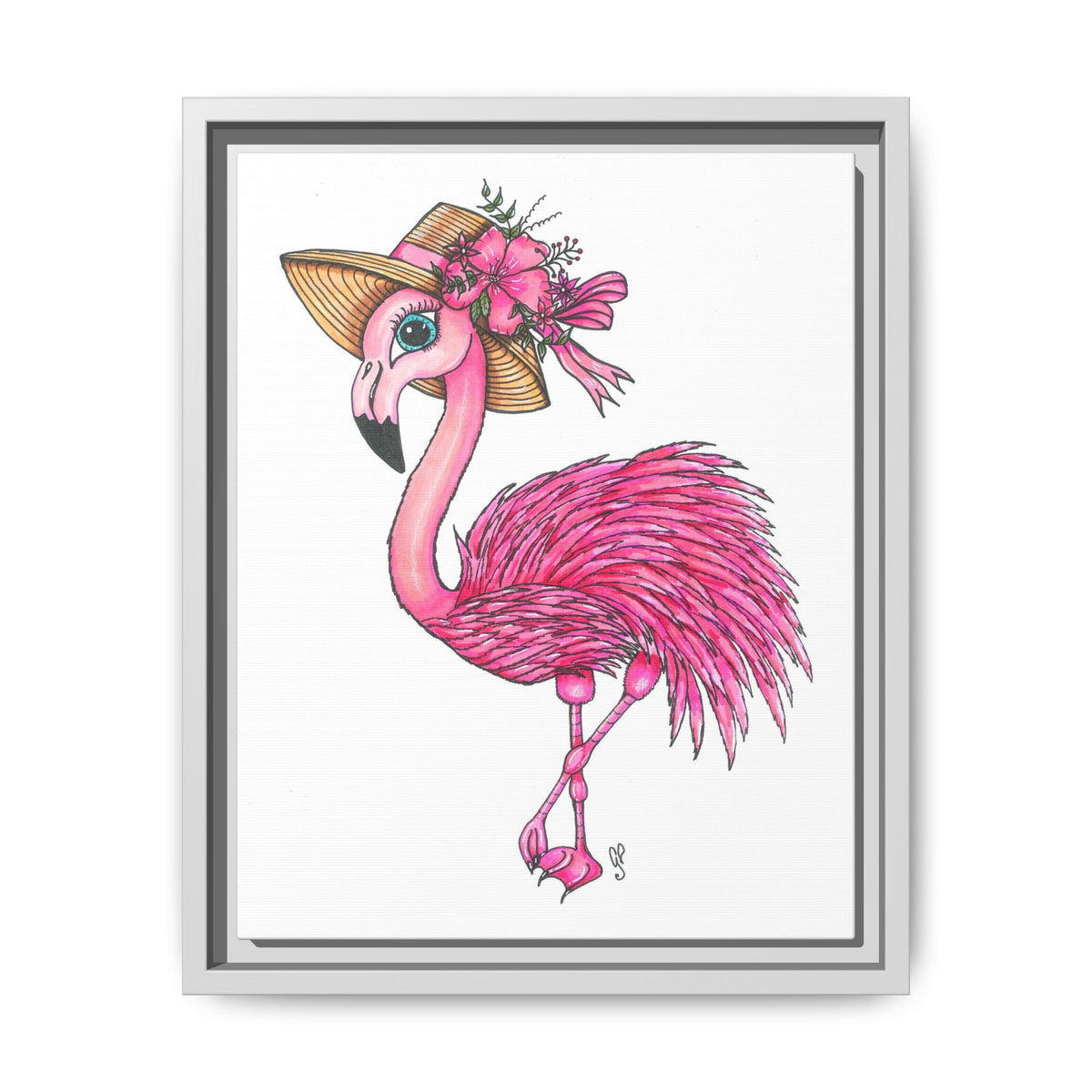 Francine The Flamingo Matte Canvas, Framed (Multi-color)