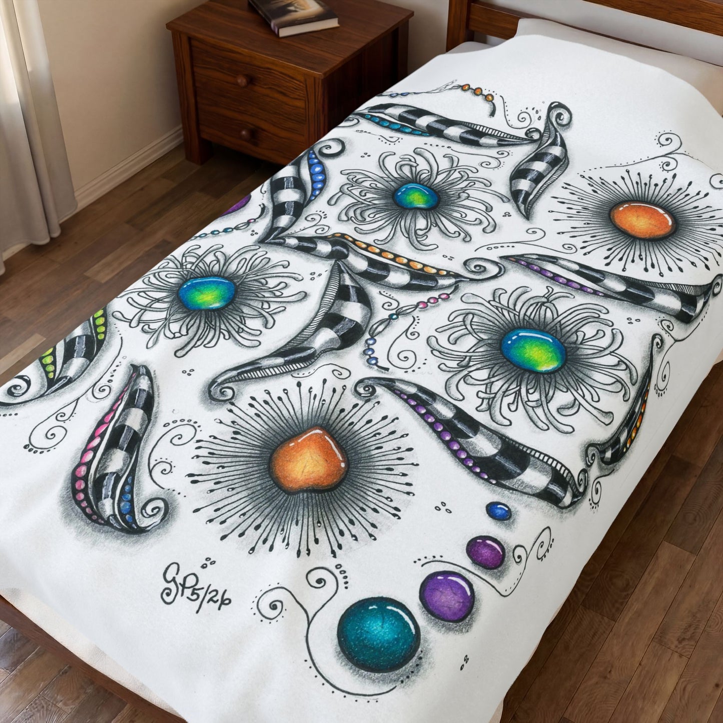 Zen Whimsy Velveteen Plush Blanket