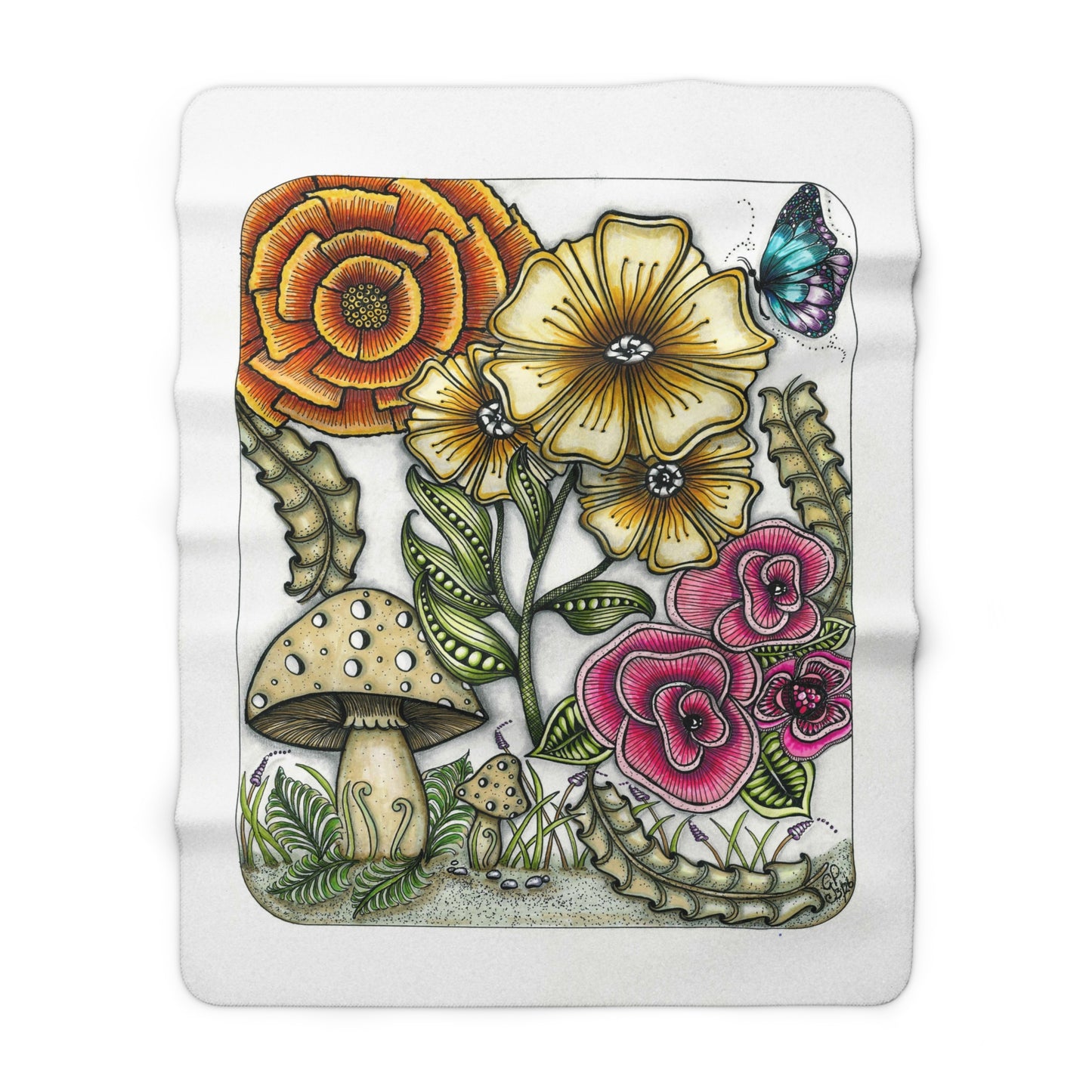 Wild Flowers Sherpa Fleece Blanket