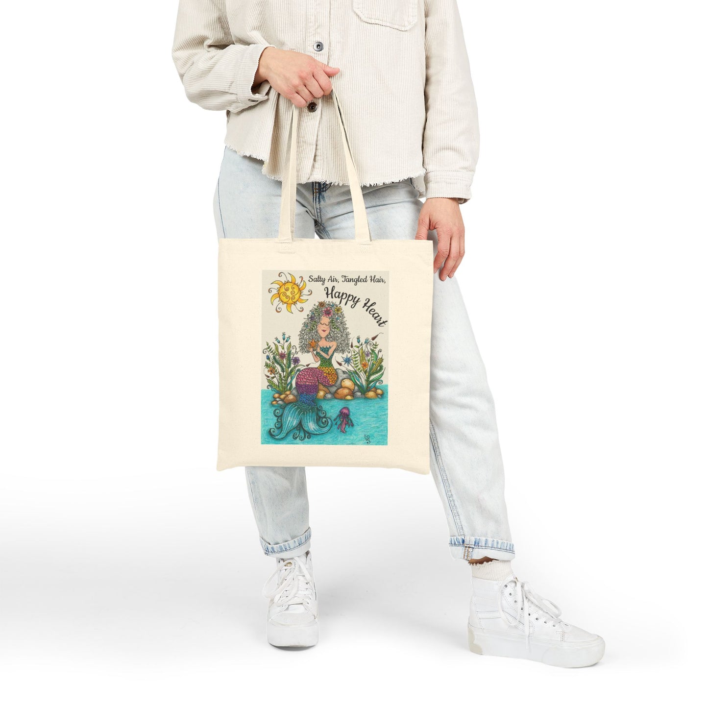 Mermaid Cotton Canvas Tote Bag