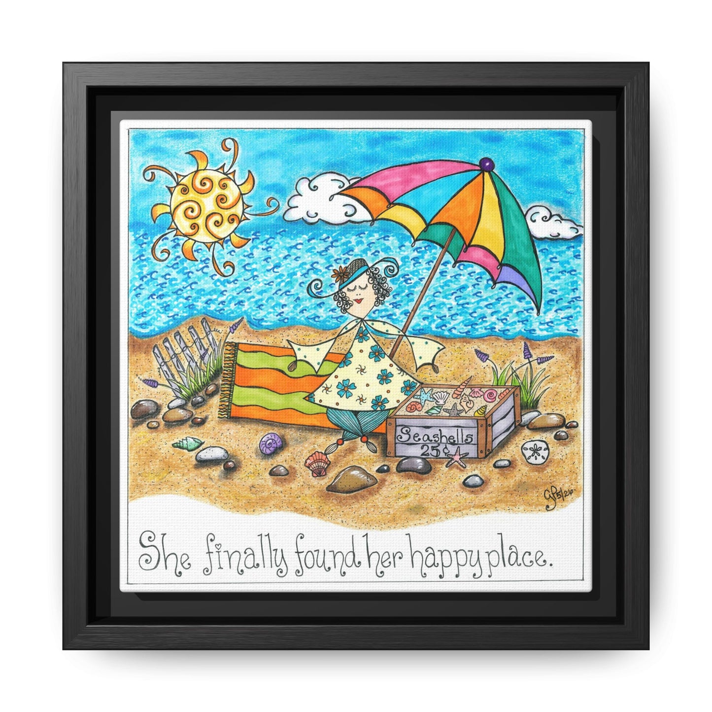 Her Happy Place Matte Canvas, Framed (Multi-color)