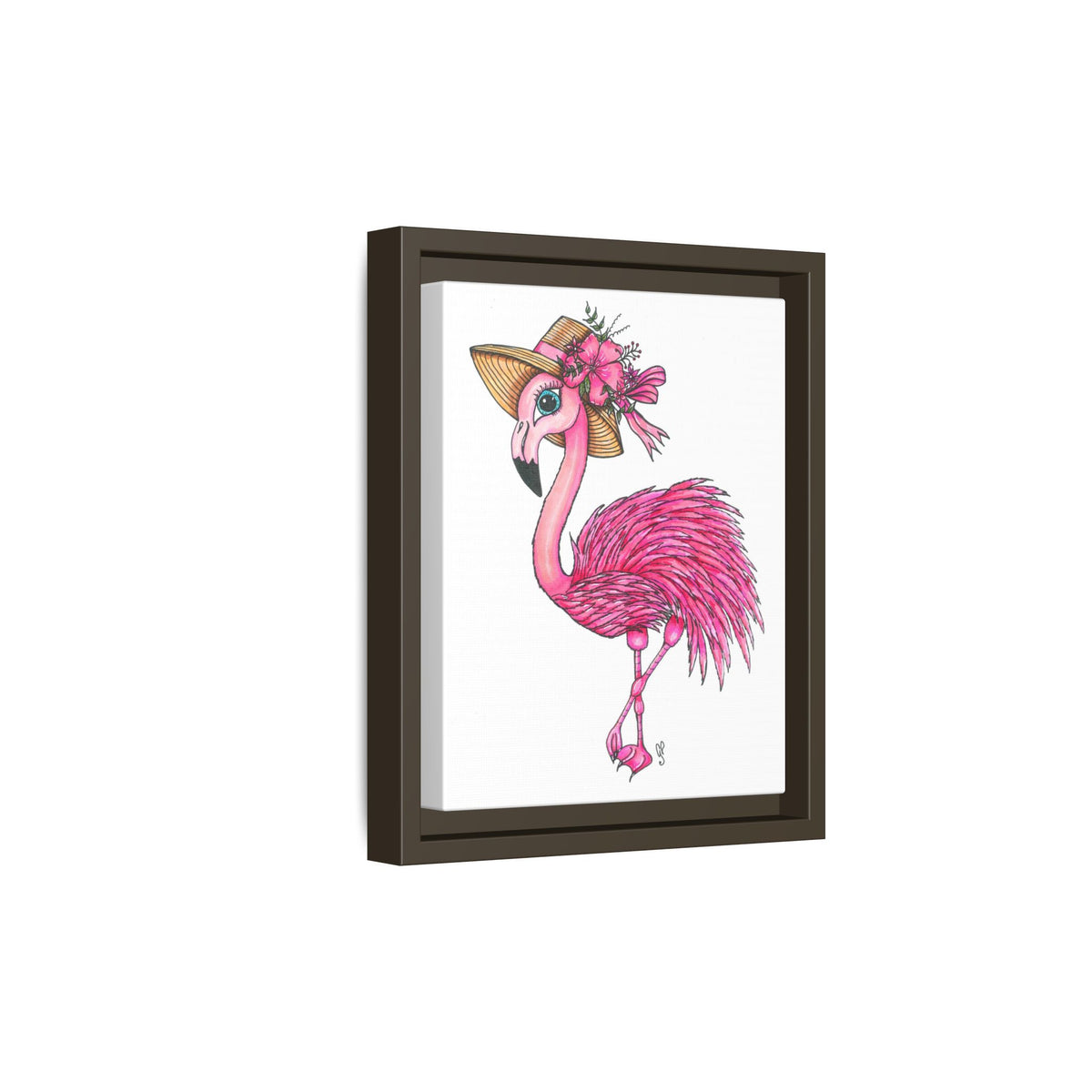 Francine The Flamingo Matte Canvas, Framed (Multi-color)