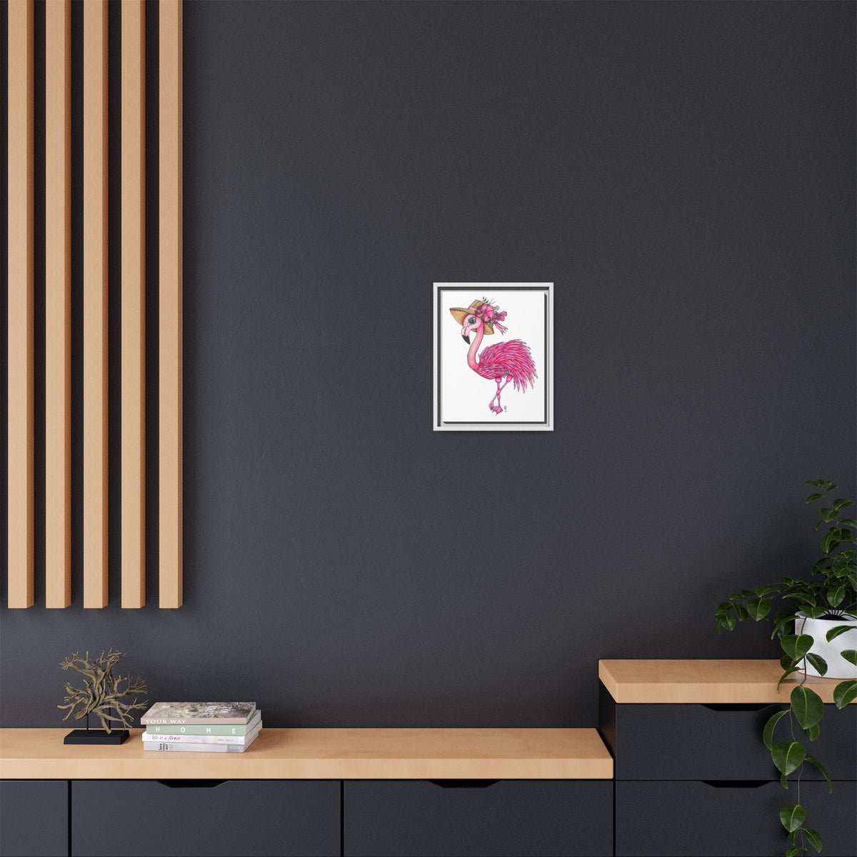 Francine The Flamingo Matte Canvas, Framed (Multi-color)