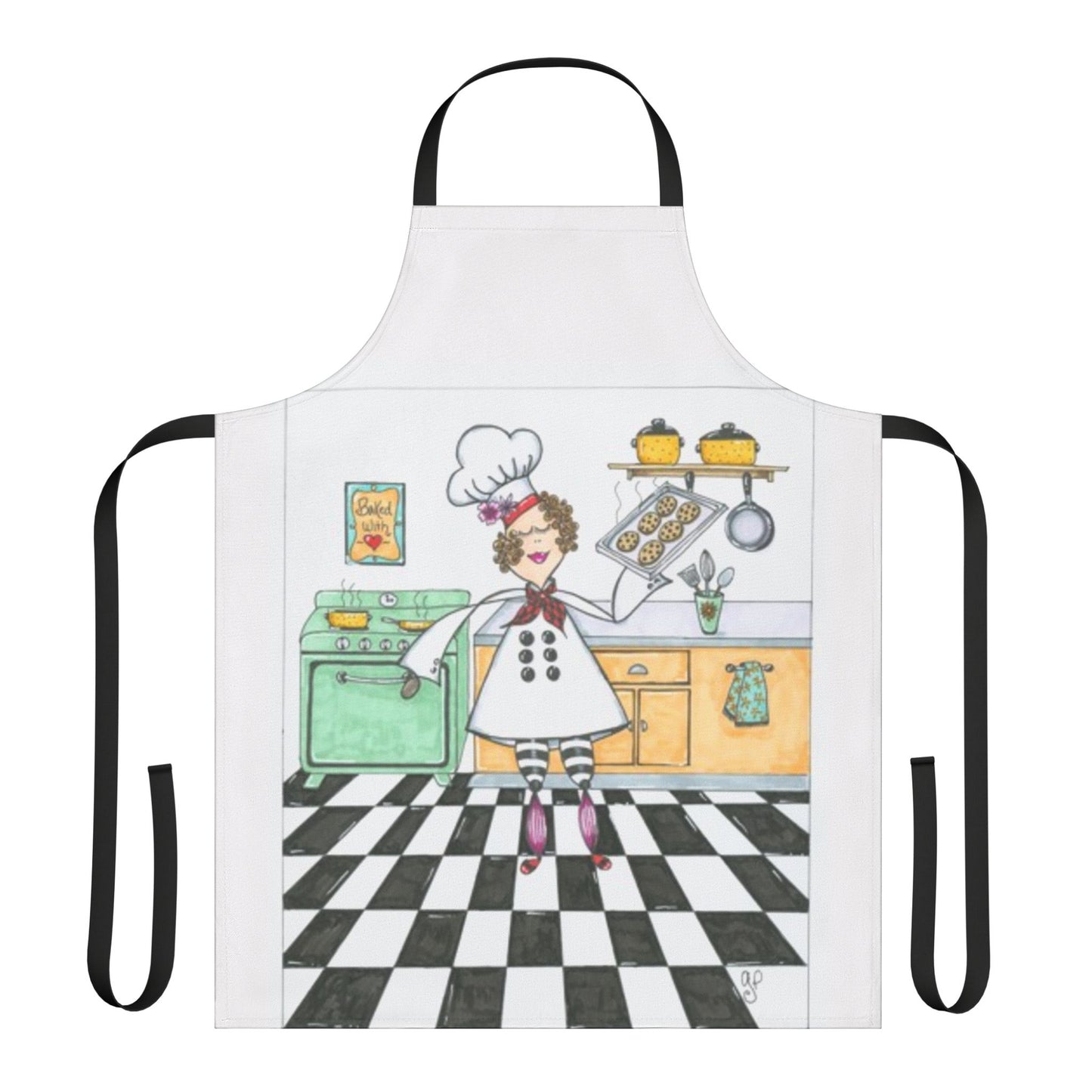 She Bakes! Apron, 5-Color Straps (AOP)
