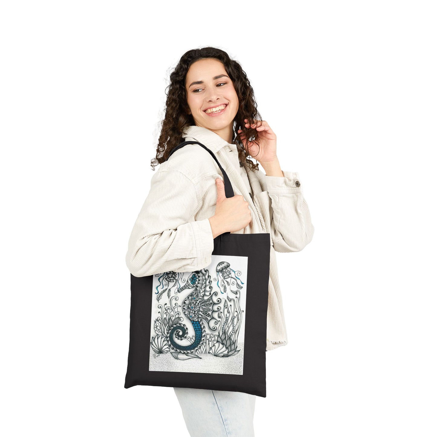 Seahorse & Jellyfish Party Cotton Canvas Tote Bag