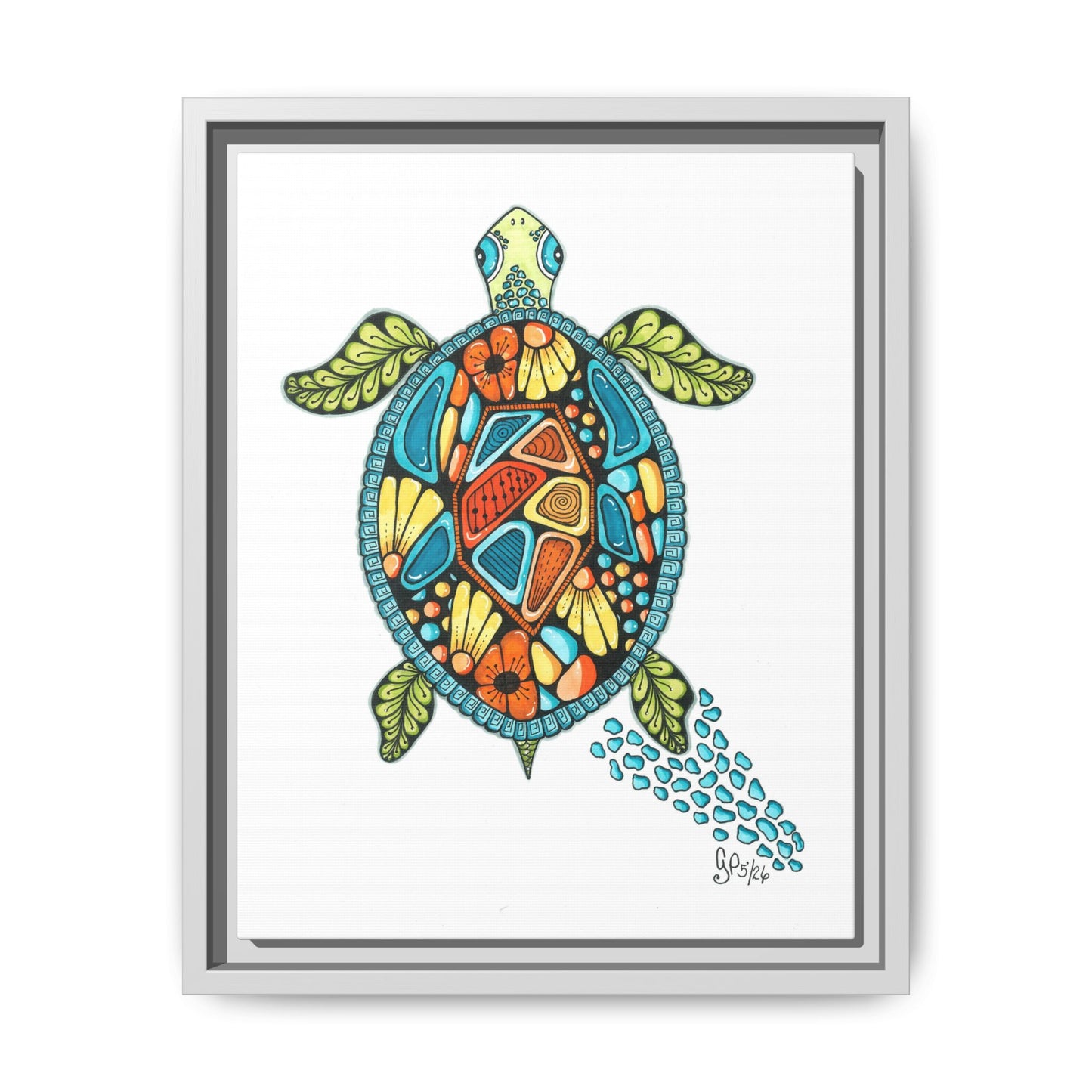 Sea Turtle Matte Canvas, Framed (Multi-color)