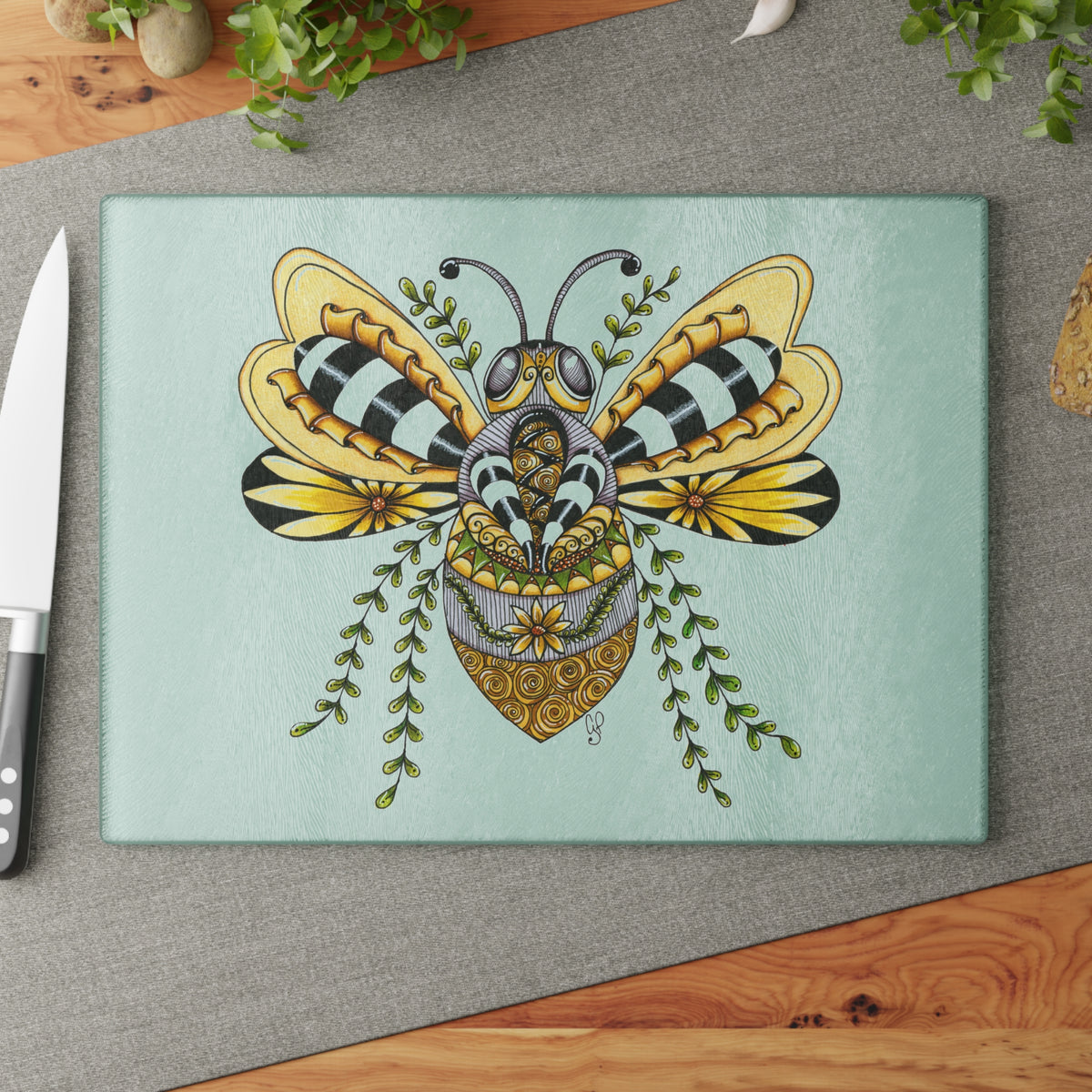 Queen Bee Glass Cutting Board
